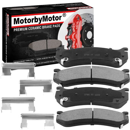 Motorbymotor MotorbyMotor Front Ceramic Brake Pads w/Hardware Kits D785(4Pack) BPD785
